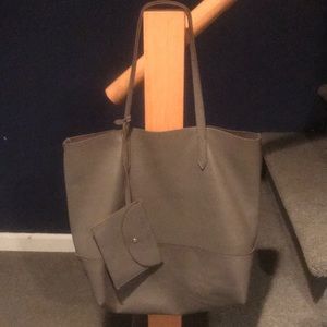 J Crew Downing Leather Tote Bag - Gray